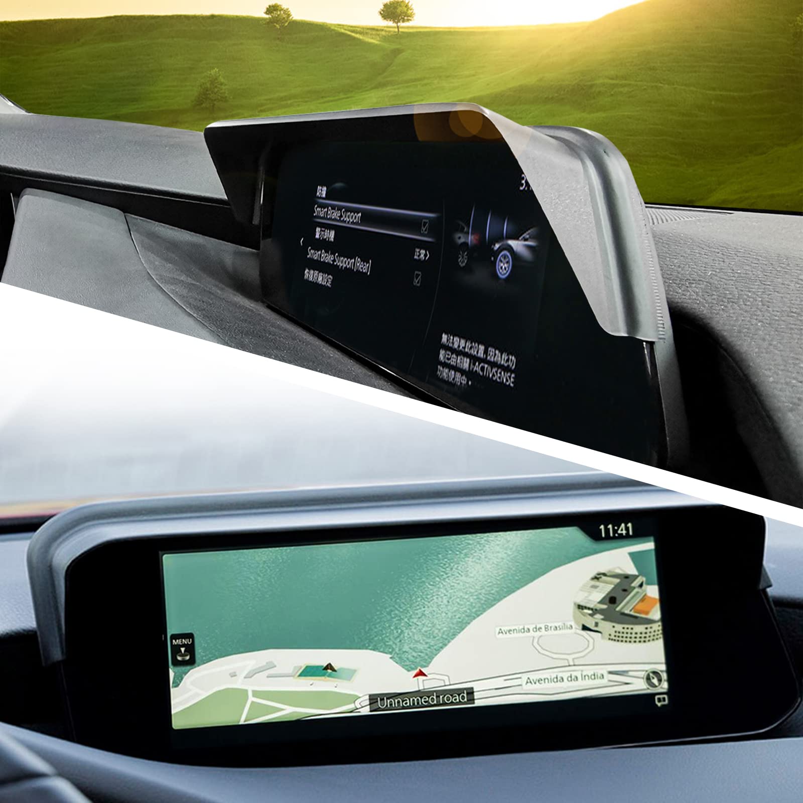 BIXUAN CX-30 Sonnenblende Blendschutz Navigationsgerät kompatibel mit Mazda CX30 Mazda3 4 2019-2022 2023 2024 Auto 8,8 Zoll Bildschirmabdeckung Blendfreies Auto Zubehör Navigator Sonnenschutz von BIXUAN