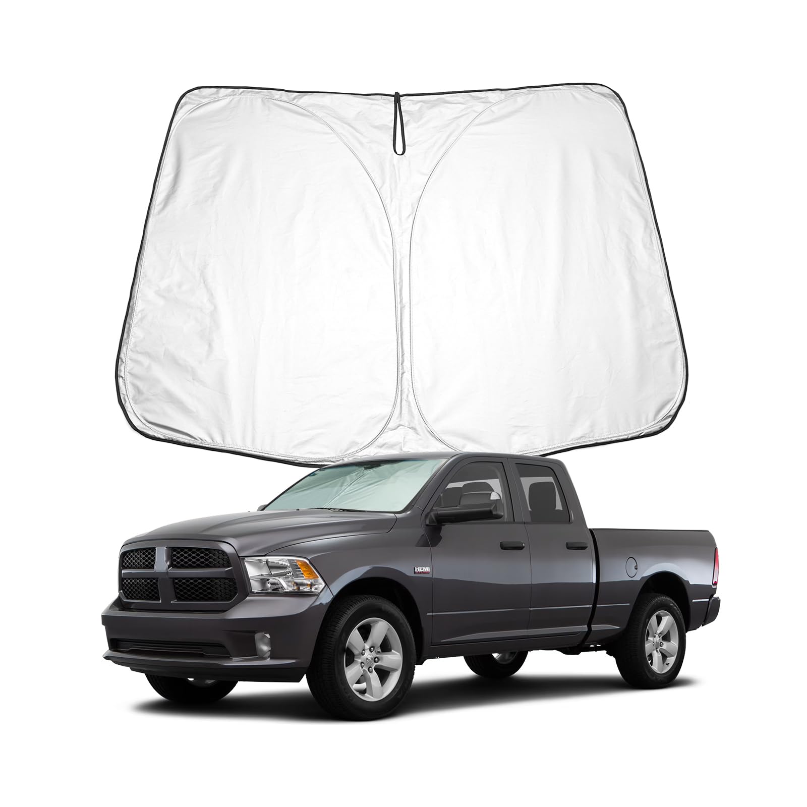 BIXUAN RAM Sonnenschutz kompatibel mit Dodge RAM 1500 2500 2009-2018 Windschutzscheibe für das Auto Frontscheibenabdeckung Windschutz für Frontscheibe Blockiert UV Abdeckung Faltbar von BIXUAN