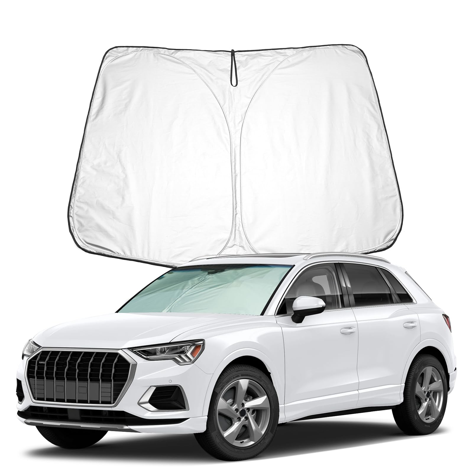 BIXUAN Sonnenschutz kompatibel mit Audi Q3 F3 MK2 2019-2024 2025 Windschutzscheibe für Q3 8U 2013-2018 das Auto Frontscheibenabdeckung Windschutz für Q3 Frontscheibe Blockiert UV Abdeckung Faltbar von BIXUAN