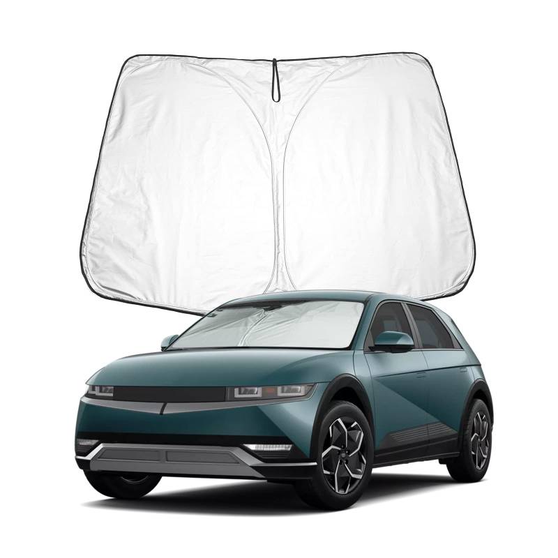 BIXUAN Ioniq5 2024 Sonnenschutz kompatibel mit Hyundai Ioniq 5 2022 2023 2024 2025 Windschutzscheibe für das Auto Frontscheibenabdeckung Windschutz für Frontscheibe Blockiert UV Abdeckung Faltbar von BIXUAN