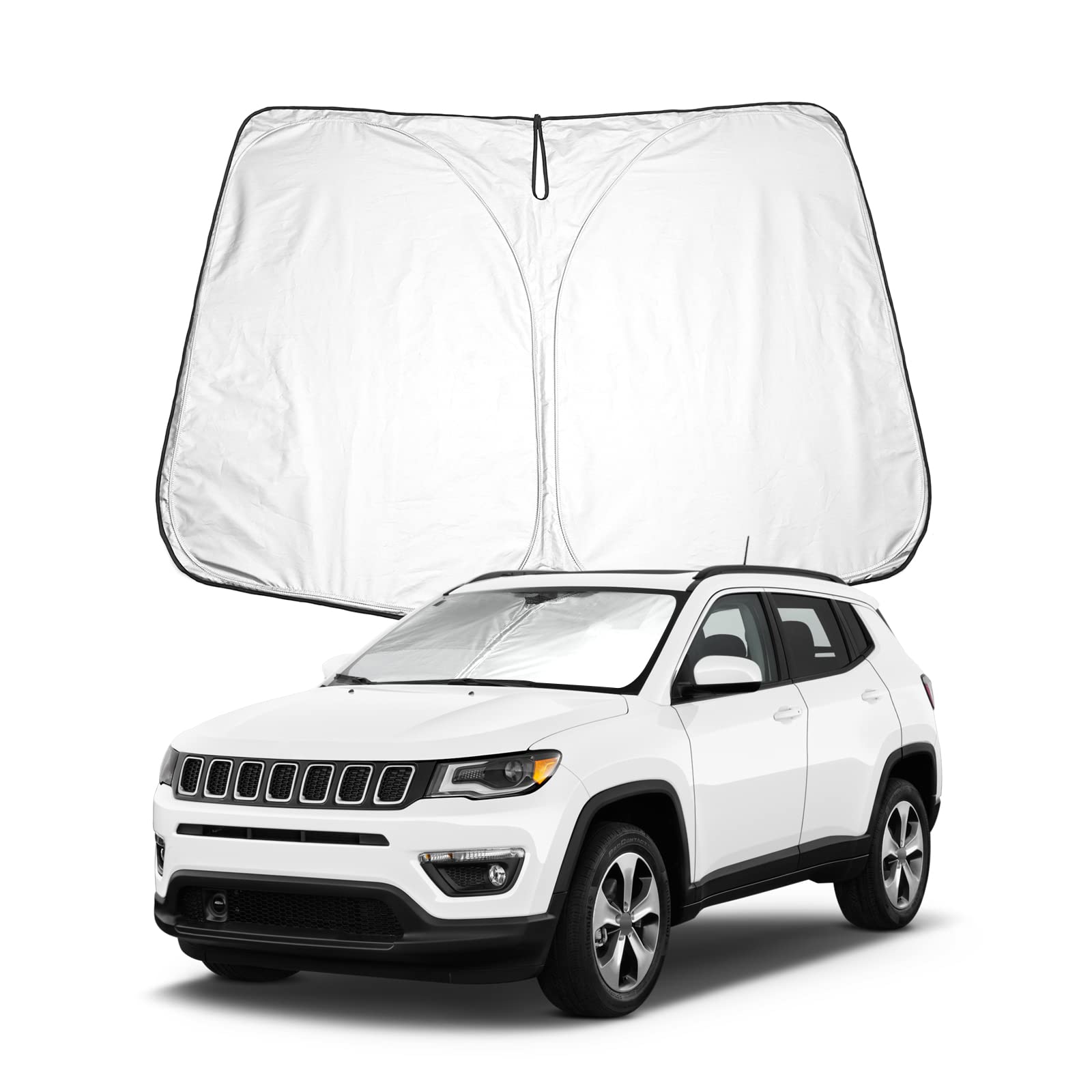 BIXUAN Compass Sonnenschutz kompatibel mit Jeep Compass MP 2017-2023 2024 2025 Windschutzscheibe für das Auto Frontscheibenabdeckung Windschutz für Frontscheibe Blockiert UV Abdeckung Faltbar von BIXUAN