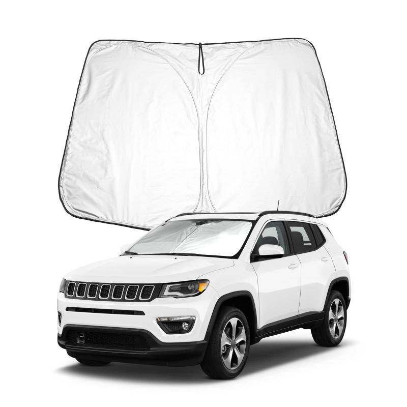 BIXUAN Compass Sonnenschutz kompatibel mit Jeep Compass MP 2017-2023 2024 2025 Windschutzscheibe für das Auto Frontscheibenabdeckung Windschutz für Frontscheibe Blockiert UV Abdeckung Faltbar von BIXUAN