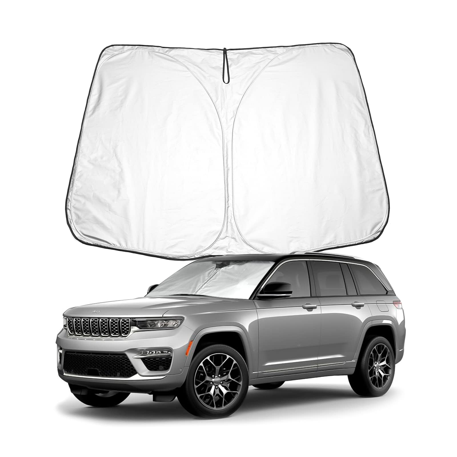 BIXUAN Sonnenschutz kompatibel mit Jeep Grand Cherokee WK2 2011-2020 Windschutzscheibe WL das Auto Frontscheibenabdeckung Windschutz für Frontscheibe Blockiert UV Abdeckung Faltbar von BIXUAN