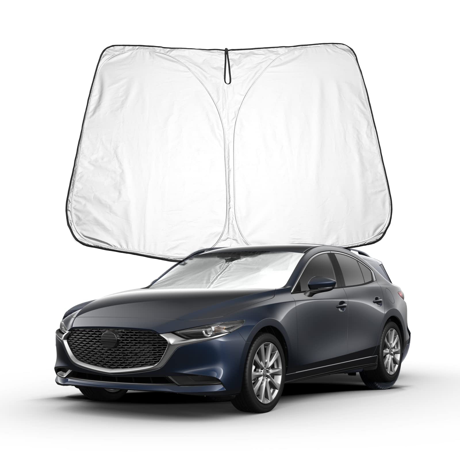 BIXUAN Mazda3 Sonnenschutz kompatibel mit Mazda3 2019 2020 2021 2022 2023 2024 2025 Windschutzscheibe für das Auto Frontscheibenabdeckung Windschutz für Frontscheibe Blockiert UV Abdeckung Faltbar von BIXUAN