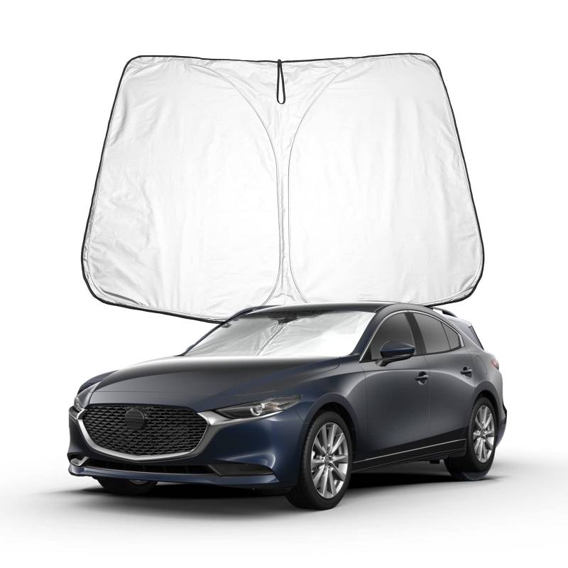 BIXUAN Mazda3 Sonnenschutz kompatibel mit Mazda3 2019 2020 2021 2022 2023 2024 2025 Windschutzscheibe für das Auto Frontscheibenabdeckung Windschutz für Frontscheibe Blockiert UV Abdeckung Faltbar von BIXUAN