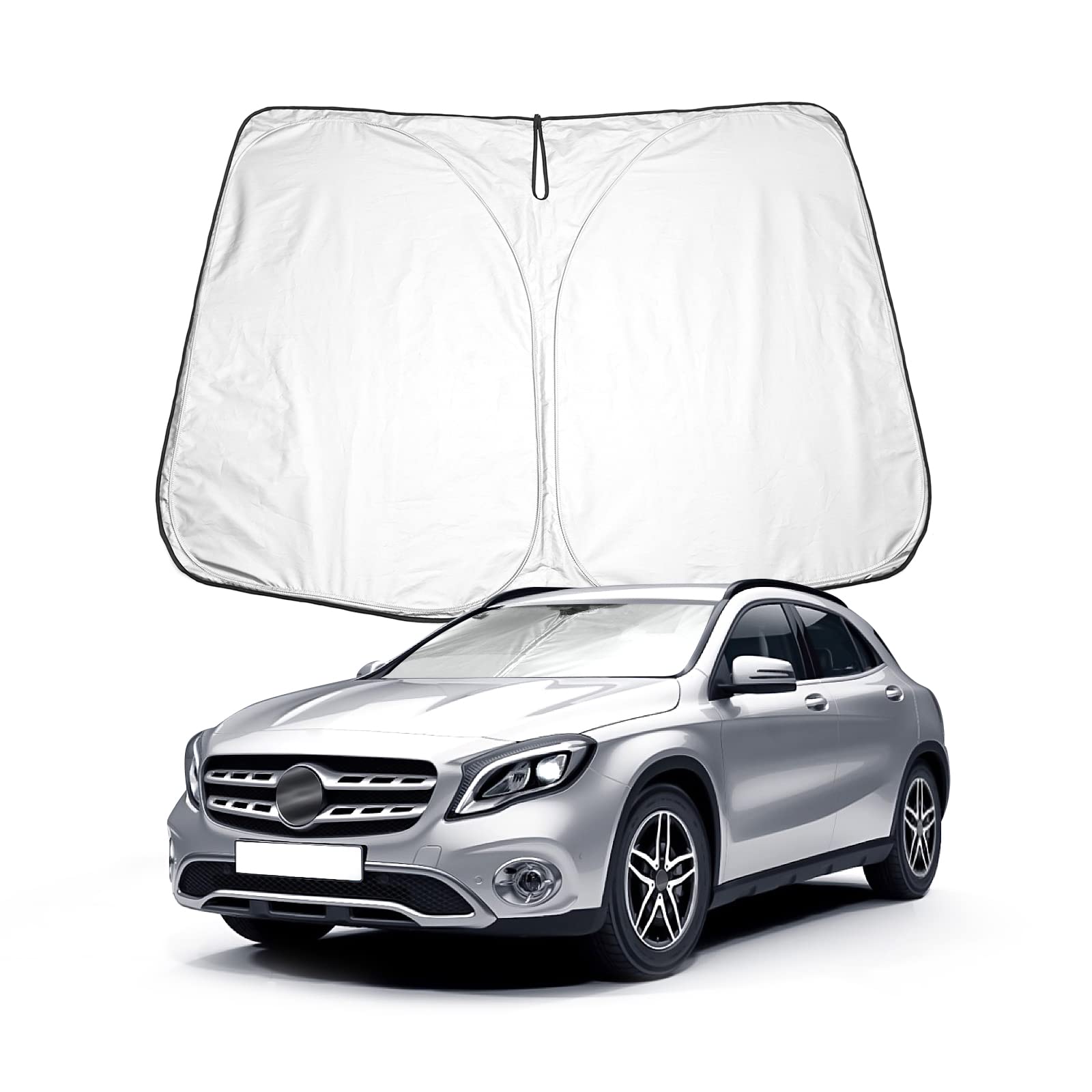 BIXUAN Sonnenschutz kompatibel mit Mercedes Benz GLA X156 2013-2019 Windschutzscheibe für das Auto Frontscheibenabdeckung Windschutz für X156 Frontscheibe Blockiert UV Abdeckung Faltbar von BIXUAN