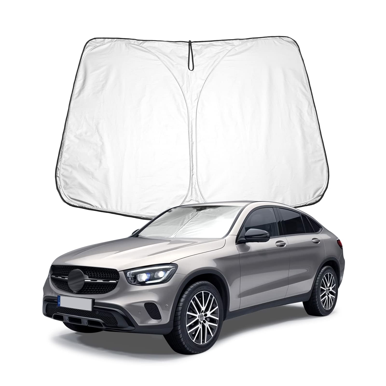 BIXUAN X253 Sonnenschutz kompatibel mit Mercedes Benz GLC X253 SUV 2016-2022 Windschutzscheibe für das Auto Frontscheibenabdeckung Windschutz für X253 Frontscheibe Blockiert UV Abdeckung Faltbar von BIXUAN