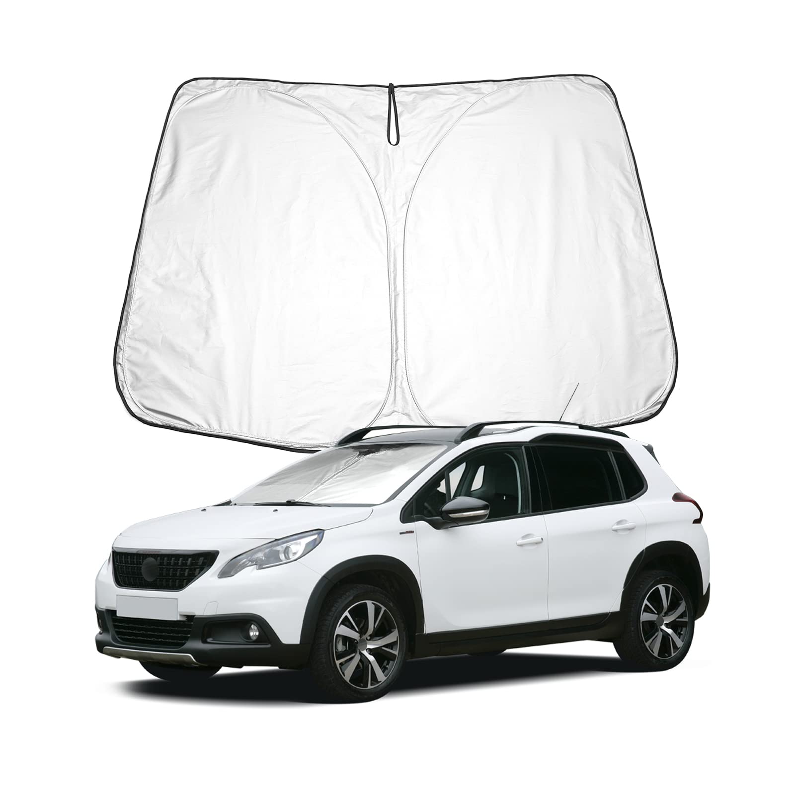 BIXUAN Sonnenschutz kompatibel mit Peugeot 2008 2014 2015 2016 2017 2018 2019 Windschutzscheibe für Peugeot das Auto Frontscheibenabdeckung Windschutz für Frontscheibe Blockiert UV Abdeckung Faltbar von BIXUAN