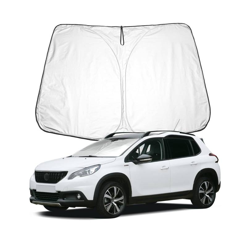 BIXUAN Sonnenschutz kompatibel mit Peugeot 2008 2014 2015 2016 2017 2018 2019 Windschutzscheibe für Peugeot das Auto Frontscheibenabdeckung Windschutz für Frontscheibe Blockiert UV Abdeckung Faltbar von BIXUAN