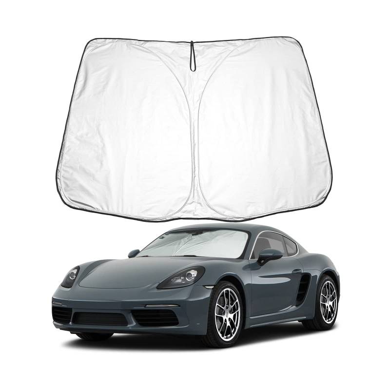BIXUAN Sonnenschutz kompatibel mit Porsche 718 911 Cayman 2015-2022 Windschutzscheibe für das Auto Frontscheibenabdeckung Windschutz für 911 Frontscheibe Blockiert UV Abdeckung Faltbar von BIXUAN