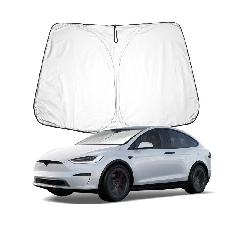 BIXUAN Model X Sonnenschutz kompatibel mit Tesla modelX 2017-2020 Model S 2015-2020 Windschutzscheibe für das Auto Frontscheibenabdeckung Windschutz für Frontscheibe Blockiert UV Abdeckung Faltbar von BIXUAN