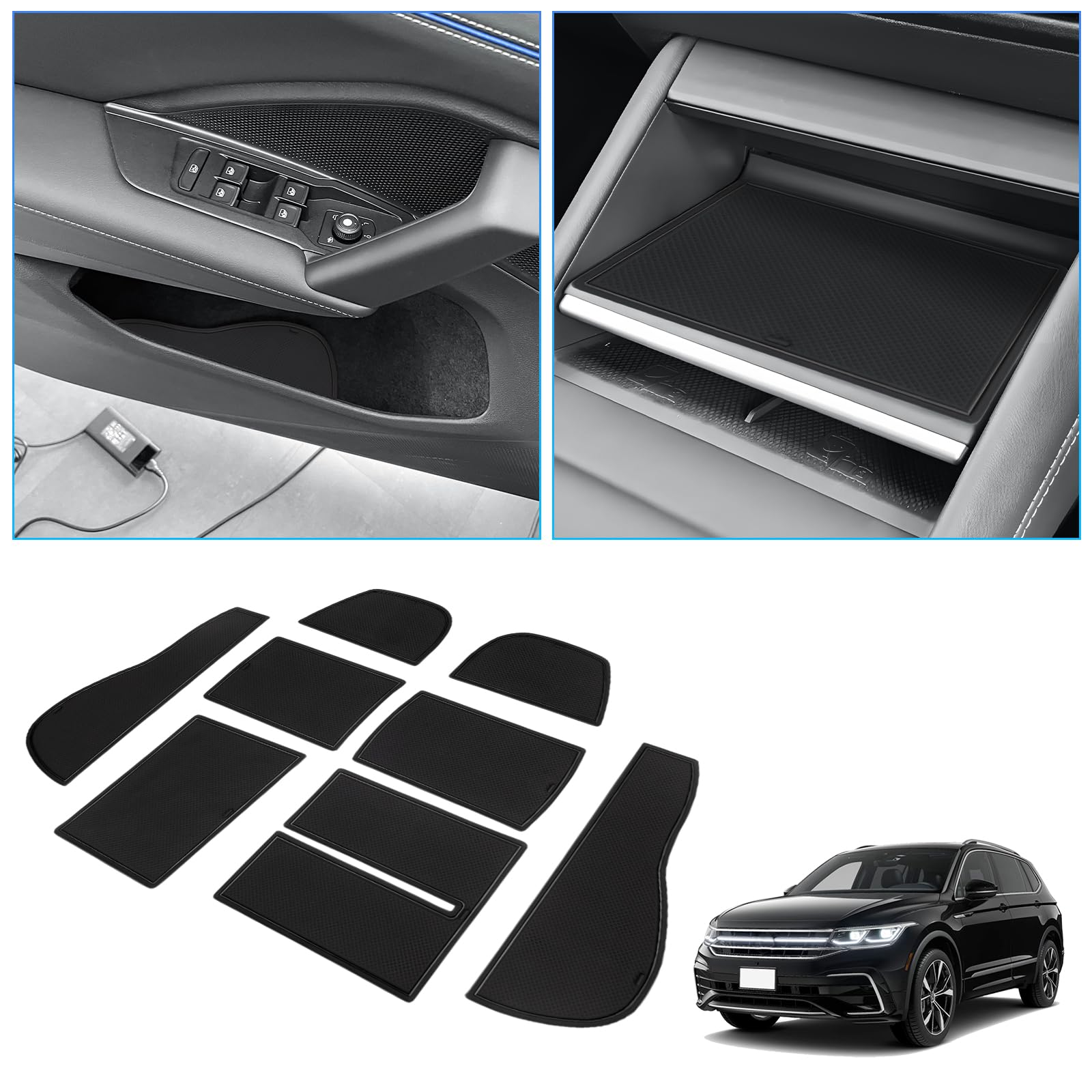 BIXUAN Tiguan3 kompatibel mit VW Tiguan 3 2024 Antirutschmatten Mittelkonsole Armlehne Gummimatten Getränkehalter Matte Bedienungslanze rutschfeste Türnaht Matten 8 Stück Schwarz BIXUAN Tiguan3 kompatibel mit VW Tiguan 3 2024 Antirutschmatten Mittelkonsole Armlehne Gummimatten Getränkehalter Matte Bedienungslanze rutschfeste Türnaht Matten 8 Stück Schwarz von BIXUAN