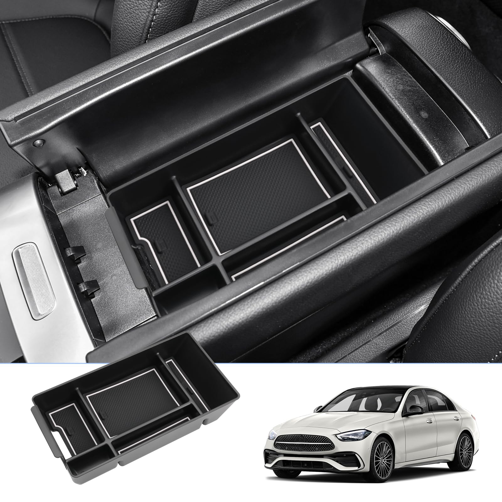 BIXUAN W206 2024 kompatibel mit Mercedes Benz C-Klasse W206 2021-2023 Mittelkonsole Aufbewahrungsbox Rutschfester Matte Ablagefach Zubehör Armlehne Organizer Tray Mittelarmlehne Handschuhfach (Weiß) BIXUAN W206 2024 kompatibel mit Mercedes Benz C-Klasse W206 2021-2023 Mittelkonsole Aufbewahrungsbox Rutschfester Matte Ablagefach Zubehör Armlehne Organizer Tray Mittelarmlehne Handschuhfach (Weiß) von BIXUAN