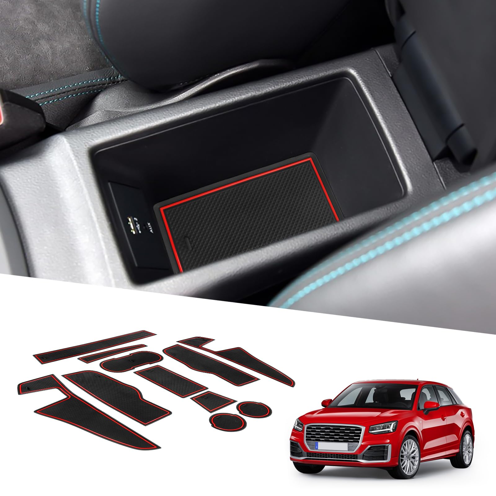 BIXUAN kompatibel mit Audi Q2 2017-2023 Antirutschmatten Mittelkonsole Armlehne Gummimatten,Getränkehalter Matte, Bedienungslanze rutschfeste Türnaht 11 Stück Matten Rot BIXUAN kompatibel mit Audi Q2 2017-2023 Antirutschmatten Mittelkonsole Armlehne Gummimatten,Getränkehalter Matte, Bedienungslanze rutschfeste Türnaht 11 Stück Matten Rot von BIXUAN