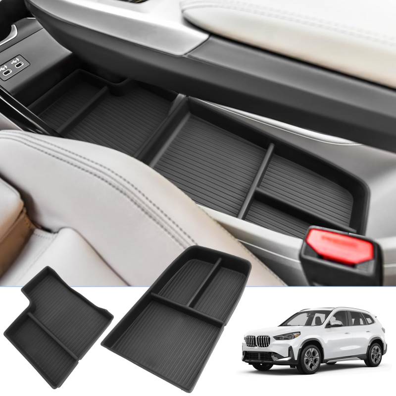 BIXUAN kompatibel mit BMW X1 U11 2023 2024 Mittelkonsole Aufbewahrungsbox mit X1 2024 Rutschfester Matte Ablagefach U11 zubehör,X1 Armlehne Organizer Tray Mittelarmlehne Handschuhfach von BIXUAN