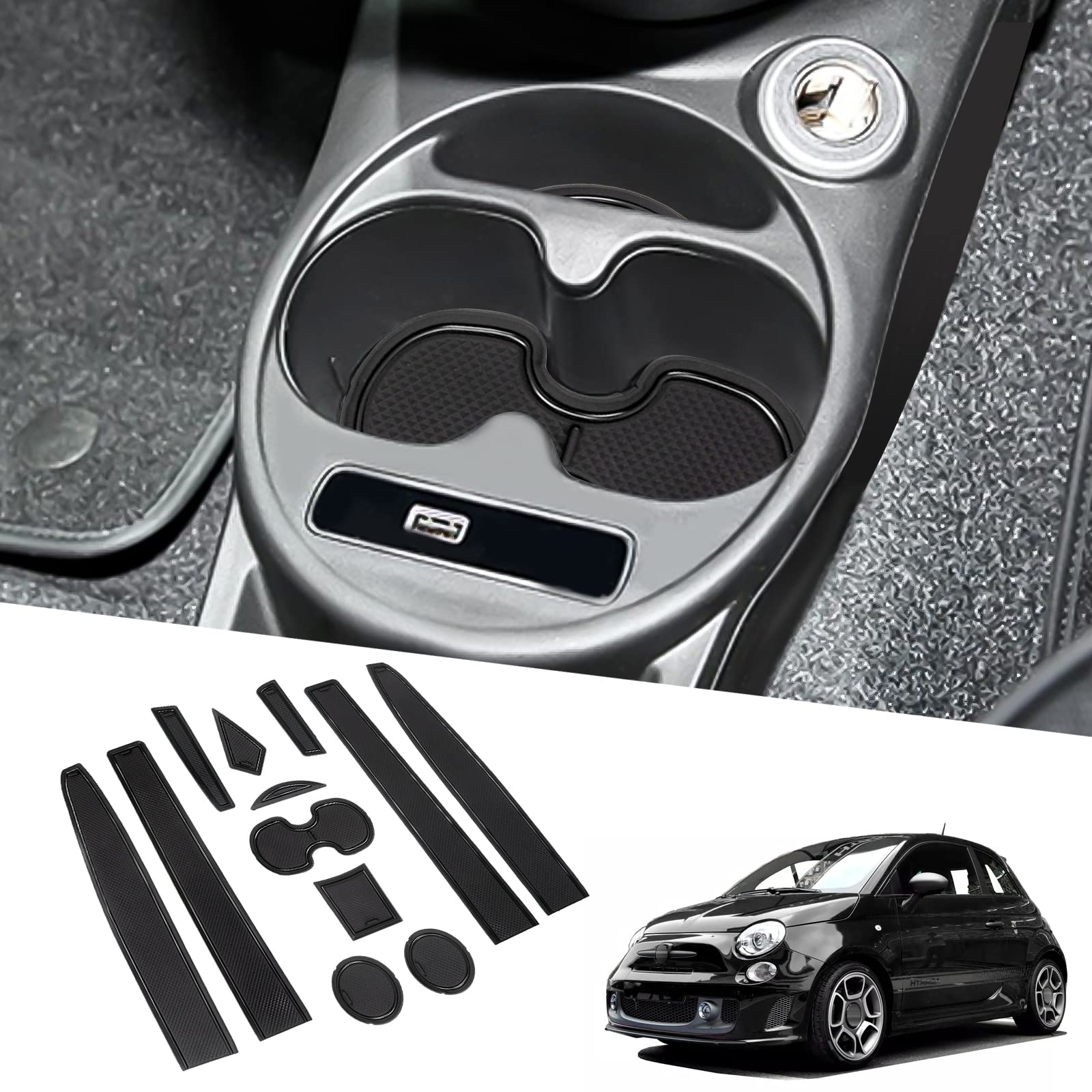 BIXUAN kompatibel mit FIAT 500 2016-2020 Abarth 595 2017-2021 Antirutschmatten Mittelkonsole Armlehne Gummimatten,Getränkehalter Matte, rutschfeste Türnaht Matten 12 Stück Türschlitzmatte Schwarz BIXUAN kompatibel mit FIAT 500 2016-2020 Abarth 595 2017-2021 Antirutschmatten Mittelkonsole Armlehne Gummimatten,Getränkehalter Matte, rutschfeste Türnaht Matten 12 Stück Türschlitzmatte Schwarz von BIXUAN