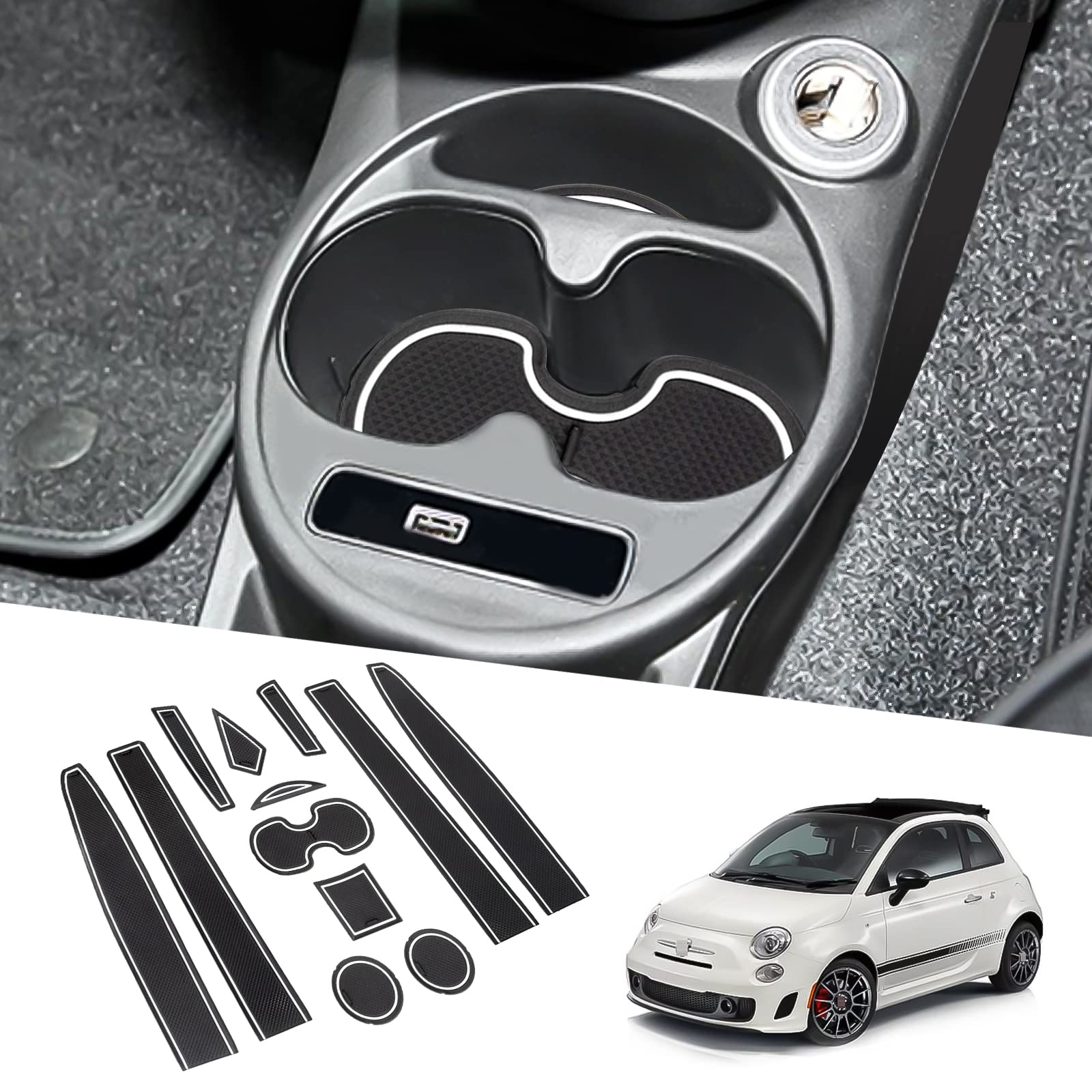 BIXUAN kompatibel mit FIAT 500 2017-2021 Abarth 595 Antirutschmatten Mittelkonsole Armlehne Gummimatten,Getränkehalter Matte, rutschfeste Türnaht Matten 12 Stück Türschlitzmatte Weiss BIXUAN kompatibel mit FIAT 500 2017-2021 Abarth 595 Antirutschmatten Mittelkonsole Armlehne Gummimatten,Getränkehalter Matte, rutschfeste Türnaht Matten 12 Stück Türschlitzmatte Weiss von BIXUAN