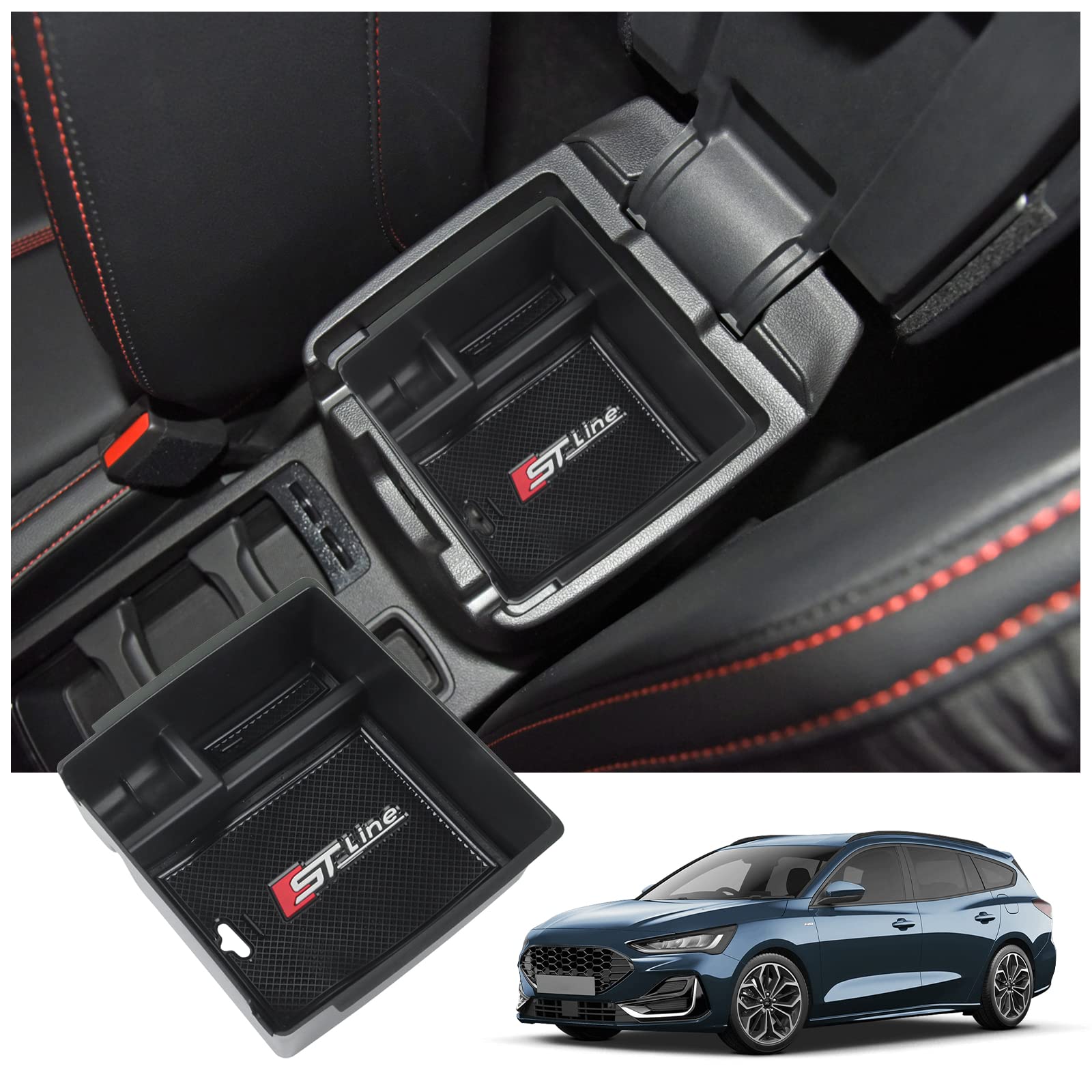 BIXUAN kompatibel mit Ford Focus MK4 Kuga MK3 ST Line 2018-2023 2024 Mittelkonsole Aufbewahrungsbox mit Rutschfester Matte Ablagefach Zubehör Armlehne Organizer Tray Mittelarmlehne Handschuhfach BIXUAN kompatibel mit Ford Focus MK4 Kuga MK3 ST Line 2018-2023 2024 Mittelkonsole Aufbewahrungsbox mit Rutschfester Matte Ablagefach Zubehör Armlehne Organizer Tray Mittelarmlehne Handschuhfach von BIXUAN