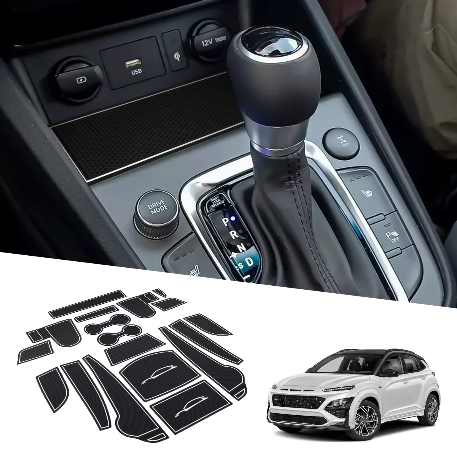 BIXUAN kompatibel mit Hyundai Kona 2022 Antirutschmatten Mittelkonsole Armlehne Gummimatten,Getränkehalter Matte, rutschfeste Türnaht Matten Türschlitzmatte 18 Stück Weiss BIXUAN kompatibel mit Hyundai Kona 2022 Antirutschmatten Mittelkonsole Armlehne Gummimatten,Getränkehalter Matte, rutschfeste Türnaht Matten Türschlitzmatte 18 Stück Weiss von BIXUAN
