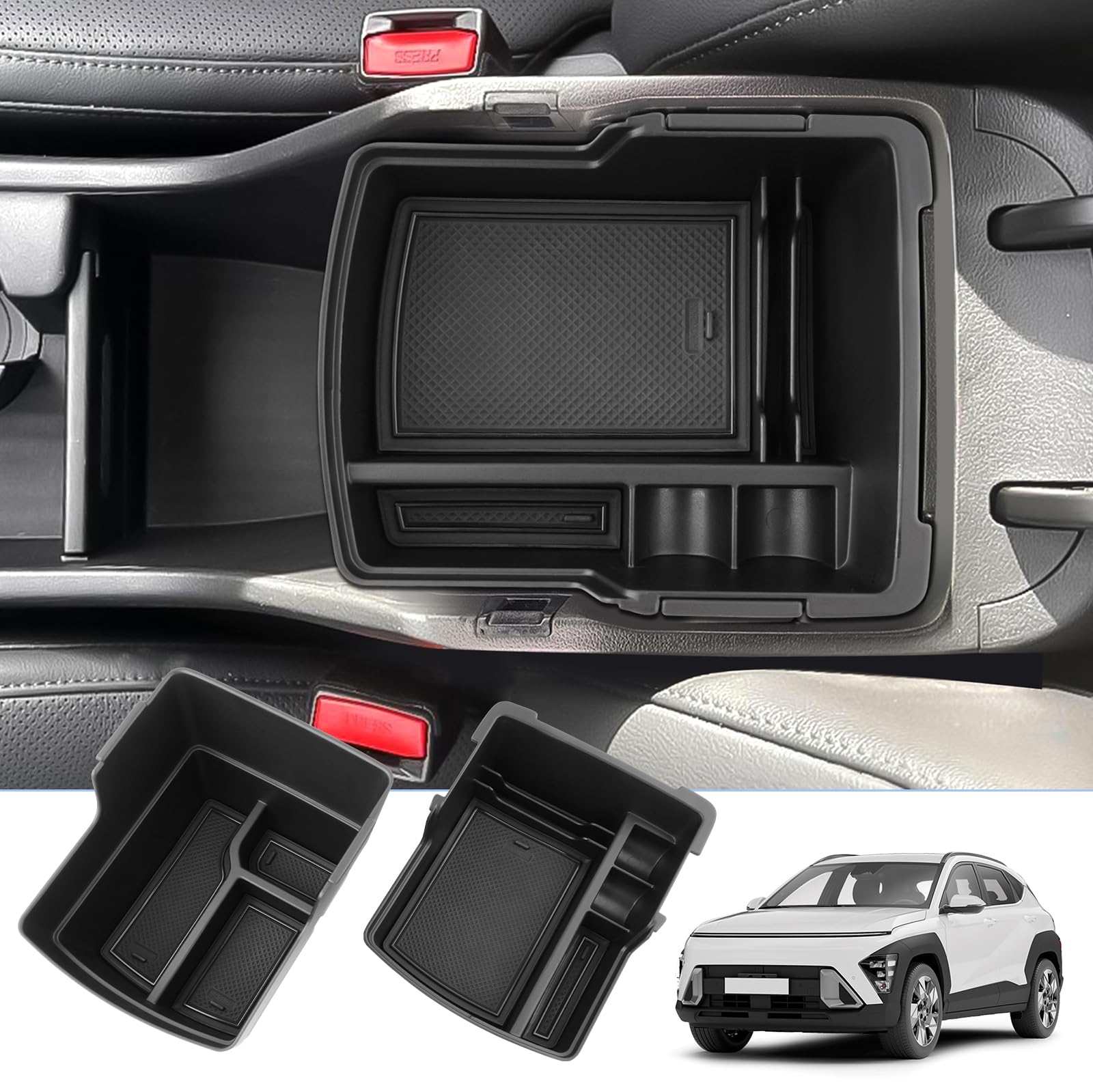 BIXUAN SX2 kompatibel mit Kona SX2 2024 EV Oberarmlehnenbox, Doppelschichtige Aufbewahrungsbox mit Rutschfester Matte Ablagefach Zubehör Armlehne Organizer Tray Mittelarmlehne Handschuhfach 2 Stück BIXUAN SX2 kompatibel mit Kona SX2 2024 EV Oberarmlehnenbox, Doppelschichtige Aufbewahrungsbox mit Rutschfester Matte Ablagefach Zubehör Armlehne Organizer Tray Mittelarmlehne Handschuhfach 2 Stück von BIXUAN