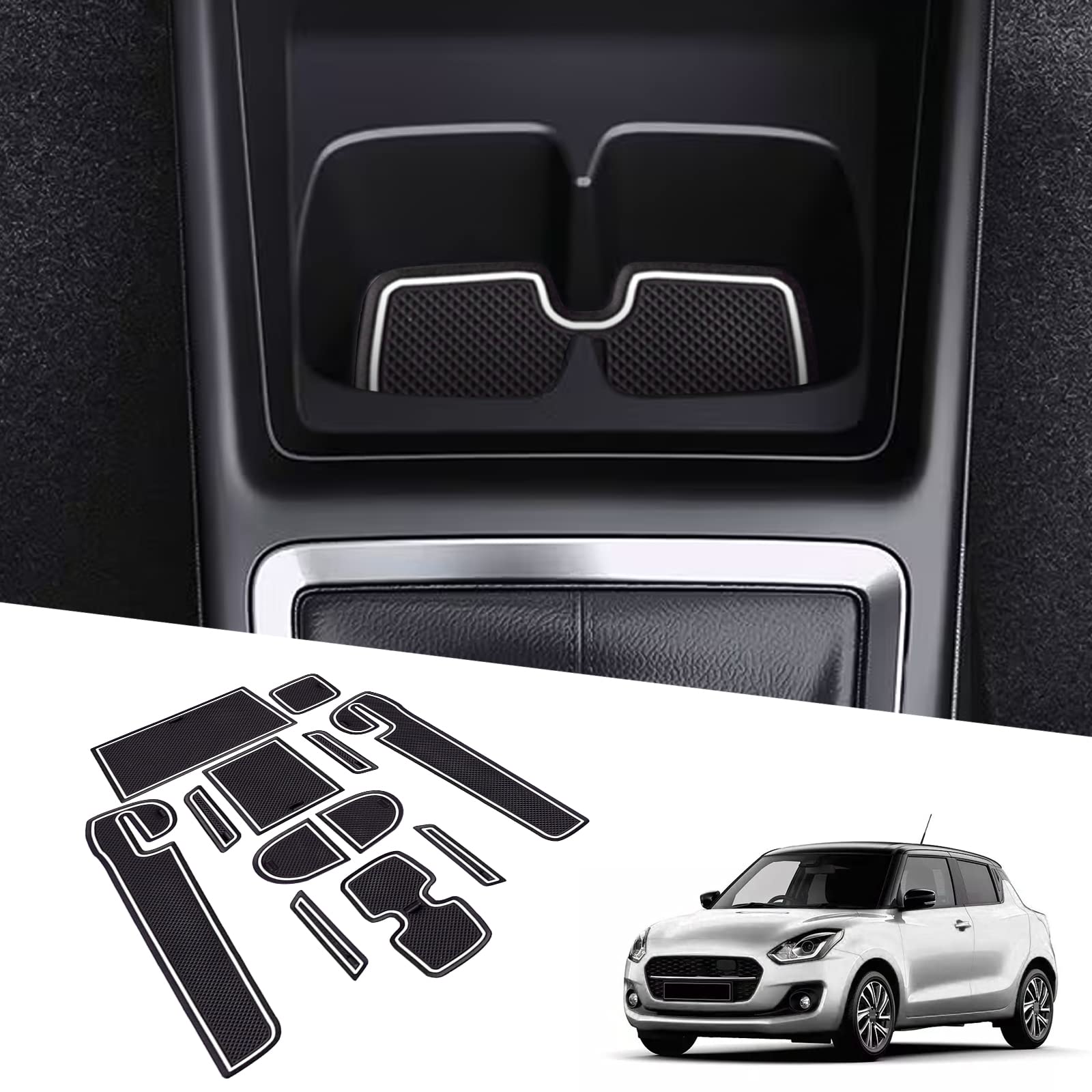 BIXUAN Swift 6 2024 kompatibel mit Maruti Suzuki Swift 6 Gene 2017-2023 2024 2025 Antirutschmatten Mittelkonsole Armlehne Gummimatten,Getränkehalter Matte rutschfeste Türnaht Matten Türschlitzmatte BIXUAN Swift 6 2024 kompatibel mit Maruti Suzuki Swift 6 Gene 2017-2023 2024 2025 Antirutschmatten Mittelkonsole Armlehne Gummimatten,Getränkehalter Matte rutschfeste Türnaht Matten Türschlitzmatte von BIXUAN