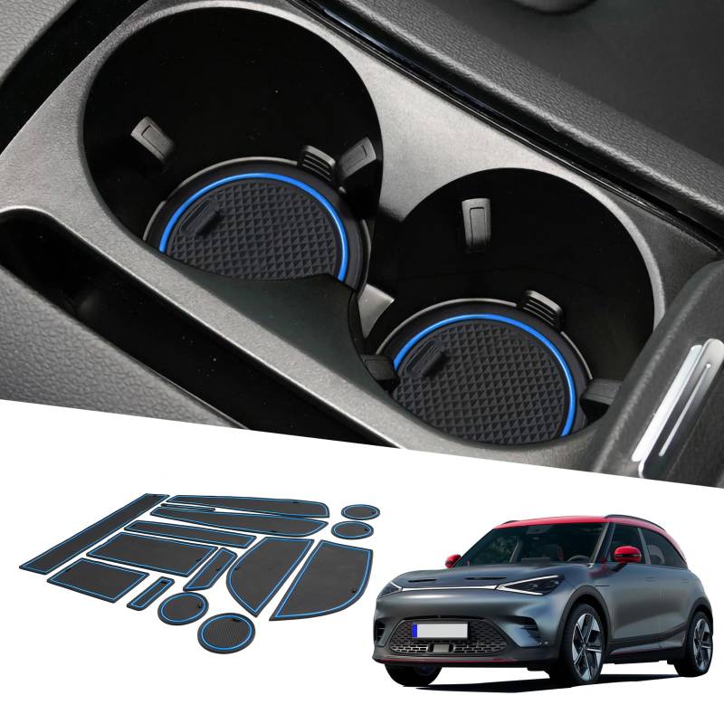 BIXUAN Smart1 2024 kompatibel mit Mercedes Benz Smart 1 2023 2024 2025 Antirutschmatten Mittelkonsole Armlehne Gummimatten Smart #1 EV Electric Getränkehalter Matte rutschfeste Türnaht Matten 15 Stück von BIXUAN