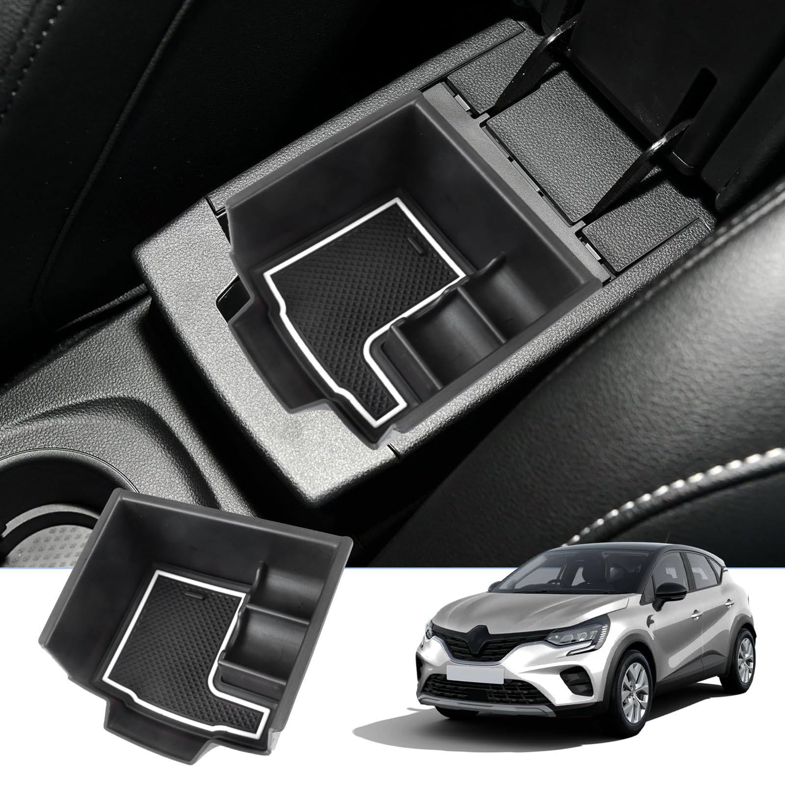 BIXUAN kompatibel mit Renault Captur 2 2020-2023 Mittelkonsole Aufbewahrungsbox mit Rutschfester Matte Ablagefach Zubehör,Captur 2 Armlehne Organizer Tray Mittelarmlehne Handschuhfach BIXUAN kompatibel mit Renault Captur 2 2020-2023 Mittelkonsole Aufbewahrungsbox mit Rutschfester Matte Ablagefach Zubehör,Captur 2 Armlehne Organizer Tray Mittelarmlehne Handschuhfach von BIXUAN