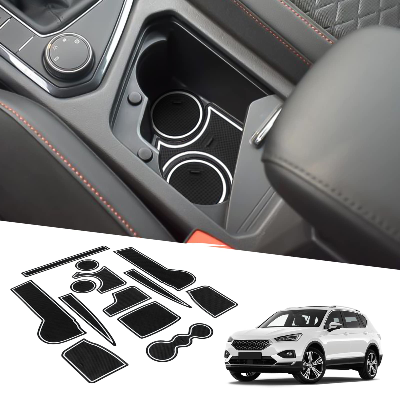 BIXUAN kompatibel mit Seat Tarraco VW Tiguan 2 MK2 2016–2022 Antirutschmatten Mittelkonsole Armlehne Gummimatten,Getränkehalter Matte, rutschfeste Türnaht Matten Türschlitzmatte 13 Stück Weiss BIXUAN kompatibel mit Seat Tarraco VW Tiguan 2 MK2 2016–2022 Antirutschmatten Mittelkonsole Armlehne Gummimatten,Getränkehalter Matte, rutschfeste Türnaht Matten Türschlitzmatte 13 Stück Weiss von BIXUAN