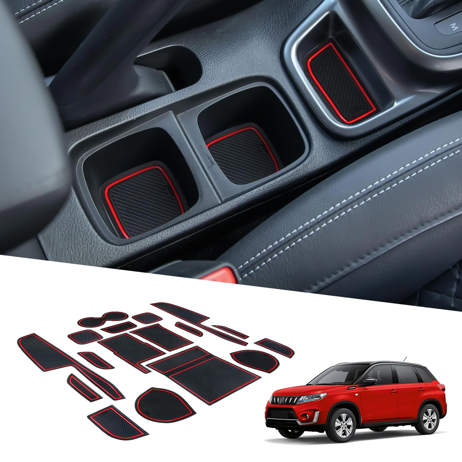 BIXUAN kompatibel mit Suzuki Vitara LY iV-4 Hybrid 2016-2025 Antirutschmatten Mittelkonsole Armlehne Gummimatten Getränkehalter Matte rutschfeste Türnaht Matten Türschlitzmatte(Automatikgetriebe) BIXUAN kompatibel mit Suzuki Vitara LY iV-4 Hybrid 2016-2025 Antirutschmatten Mittelkonsole Armlehne Gummimatten Getränkehalter Matte rutschfeste Türnaht Matten Türschlitzmatte(Automatikgetriebe) von BIXUAN