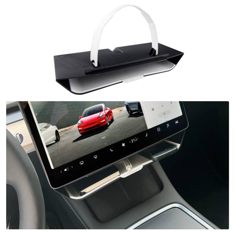 BIXUAN Model3 kompatibel mit Tesla Model Y 2021-2023 Model 3 2018-2023 Mittelkonsolen Organizer Ablage unter dem Bildschirm Organizer Box rutschfest Ohne Klebstoff Innenausstattung(No 2024) von BIXUAN