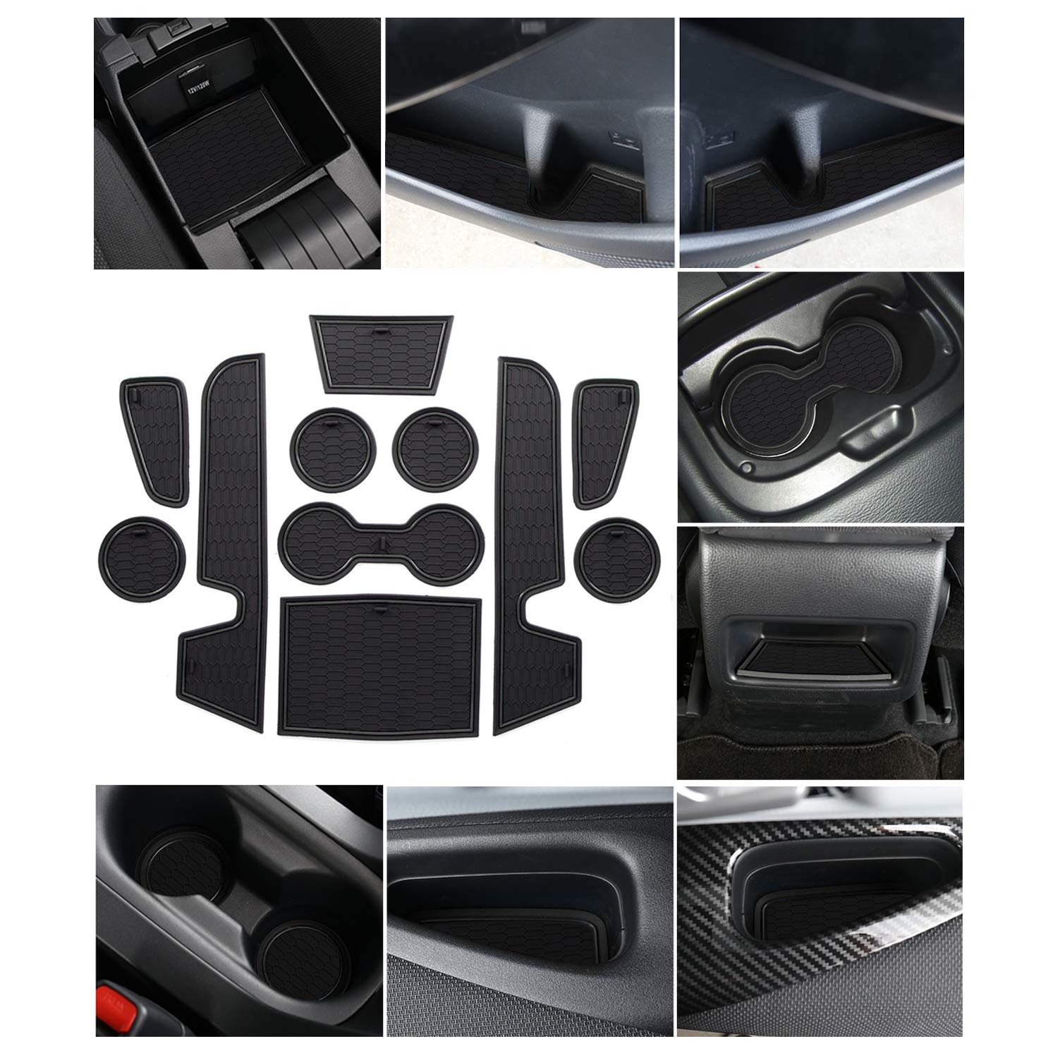 BIXUAN kompatibel mit Toyota Corolla E210 2019-2022 Auto Mittelkonsole Türnut Anti Rutsch Matten Fußmatten für Handschuhfach, Getränkehalter, Wasserbecher Aufbewahrungsbox Gummimatte von BIXUAN