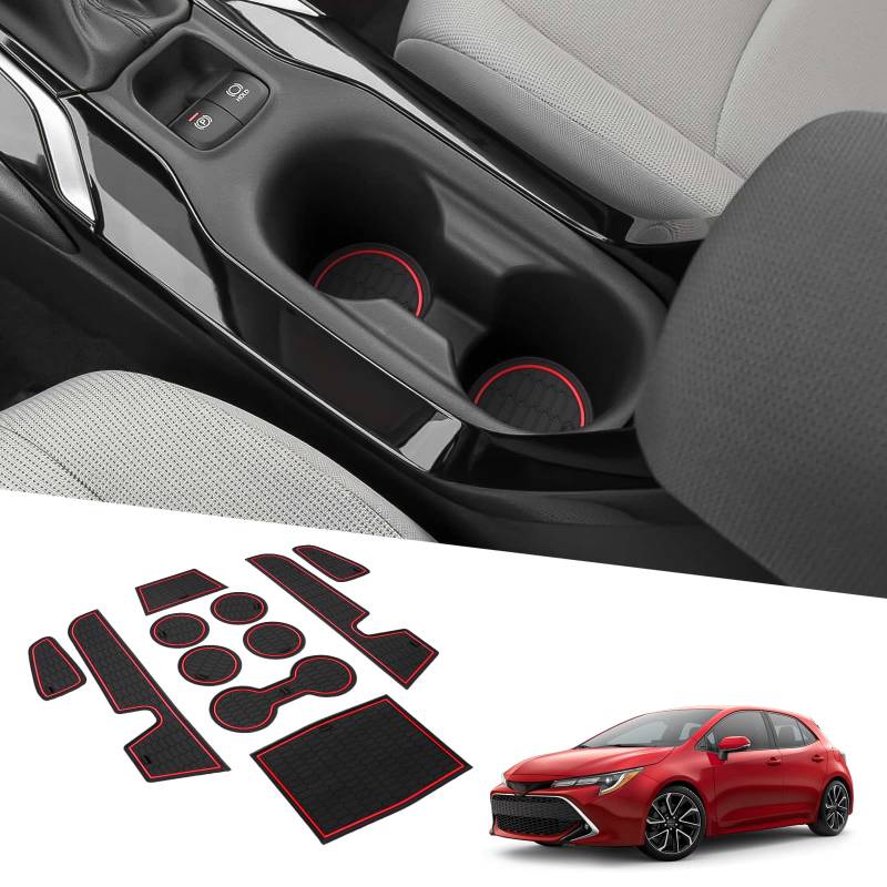 BIXUAN Corolla E210 kompatibel mit Toyota Corolla E210 2019-2023 2024 2025 Antirutschmatten Mittelkonsole Armlehne Gummimatten Getränkehalter Matte rutschfeste Türnaht Matten Türschlitzmatte 10 Stück von BIXUAN