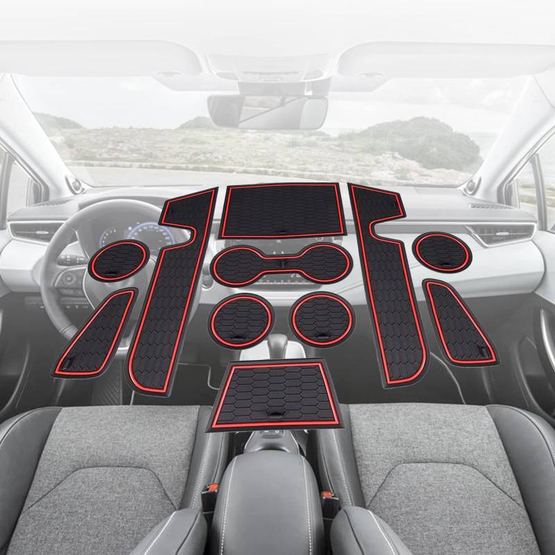 BIXUAN Corolla 2024 kompatibel mit Toyota Corolla E210 2019-2023 2024 2025 Mittelkonsole Türnut Anti Rutsch Matten Fußmatten für Handschuhfach, Getränkehalter Wasserbecher Aufbewahrungsbox Gummimatte von BIXUAN