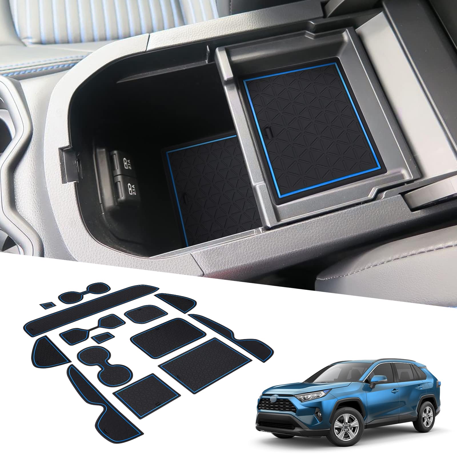 BIXUAN RAV 4 2024 kompatibel mit Toyota RAV4 5 Gen 50er Serie 2019-2023 2024 Antirutschmatten Mittelkonsole Armlehne Gummimatten Getränkehalter Matte rutschfeste Türnaht Matten Türschlitzmatte Blau BIXUAN RAV 4 2024 kompatibel mit Toyota RAV4 5 Gen 50er Serie 2019-2023 2024 Antirutschmatten Mittelkonsole Armlehne Gummimatten Getränkehalter Matte rutschfeste Türnaht Matten Türschlitzmatte Blau von BIXUAN