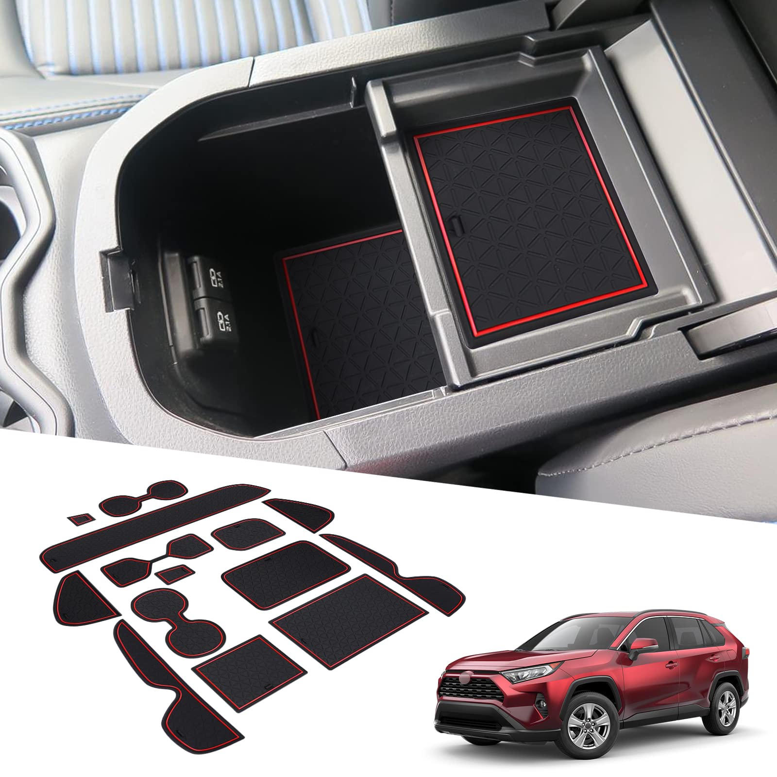 BIXUAN kompatibel mit Toyota RAV4 5 Gen 50er Serie 2019-2023 2024 2025 Antirutschmatten Mittelkonsole Armlehne Gummimatten,Getränkehalter Matte, rutschfeste Türnaht Matten Türschlitzmatte BIXUAN kompatibel mit Toyota RAV4 5 Gen 50er Serie 2019-2023 2024 2025 Antirutschmatten Mittelkonsole Armlehne Gummimatten,Getränkehalter Matte, rutschfeste Türnaht Matten Türschlitzmatte von BIXUAN
