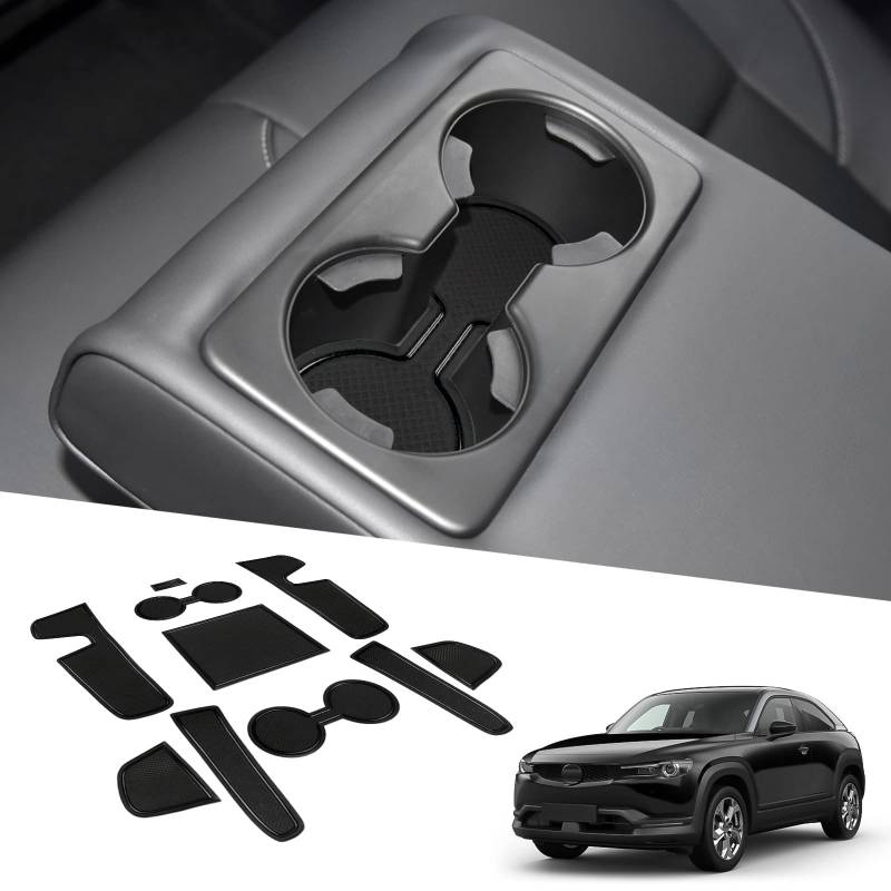 BIXUAN kompatibel mit Toyota Yaris Cross SUV 2021-2023 2024 2025 Antirutschmatten Mittelkonsole Armlehne Gummimatten Getränkehalter Matte rutschfeste Türnaht Matten 14 Stück Türschlitzmatte Schwarz von BIXUAN