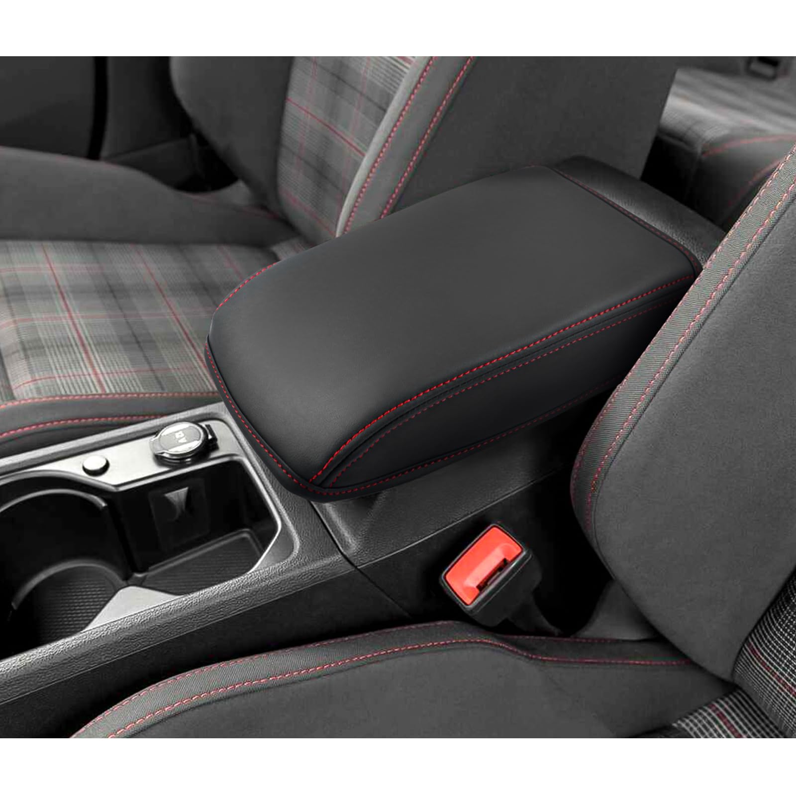 BIXUAN kompatibel mit VW Golf 8 Mk8 2020-2023 Armlehnenabdeckung Mittelkonsole Mittelarmlehne überzug Bezug Armlehne Deckel Innenraum Zubehör Schutz Leder Polster von BIXUAN
