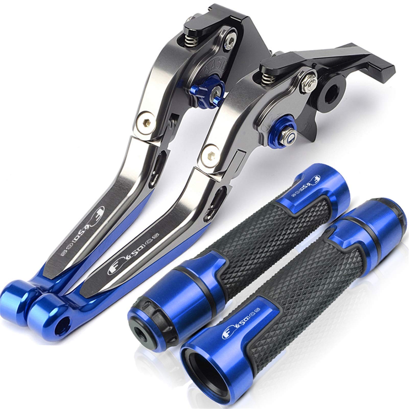 Motorrad Kupplungs Hebel Für BM-W F650cs Scarver 2003 2004 2005 F 650 CS Bremse F650cs Motorrad CNC Racing Grips Griff Griffe Bremshebelkupplung(BLAU) von BIZIQIMY