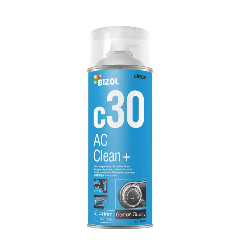 BIZOL AC Clean+ c30 Klimaanlagenreiniger 400ml, Klimaanlagen Desinfektion Auto, Klimareinigungsspray mit Orangen Duft von BIZOL