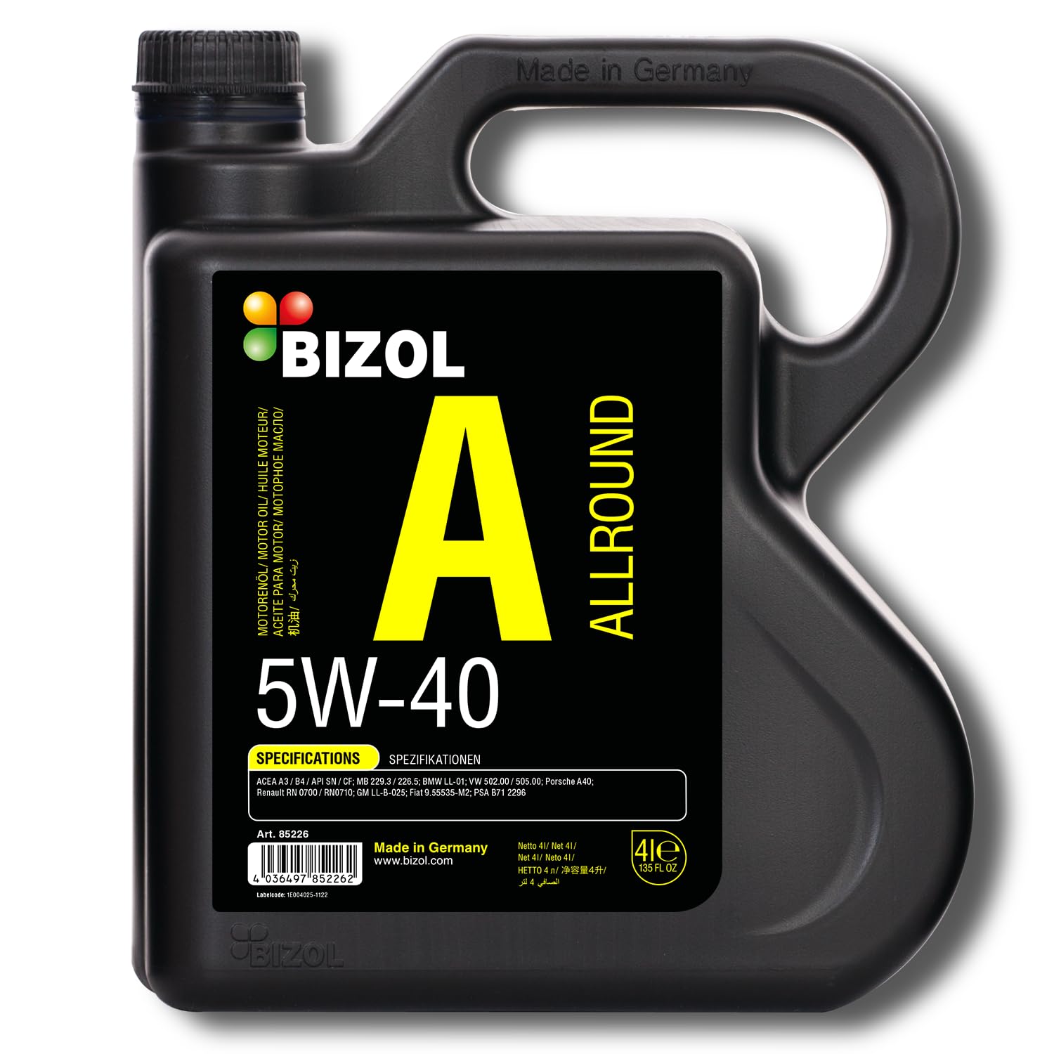 BIZOL Allround 5W-40, 4 Liter BIZOL Allround 5W-40, 4 Liter von BIZOL