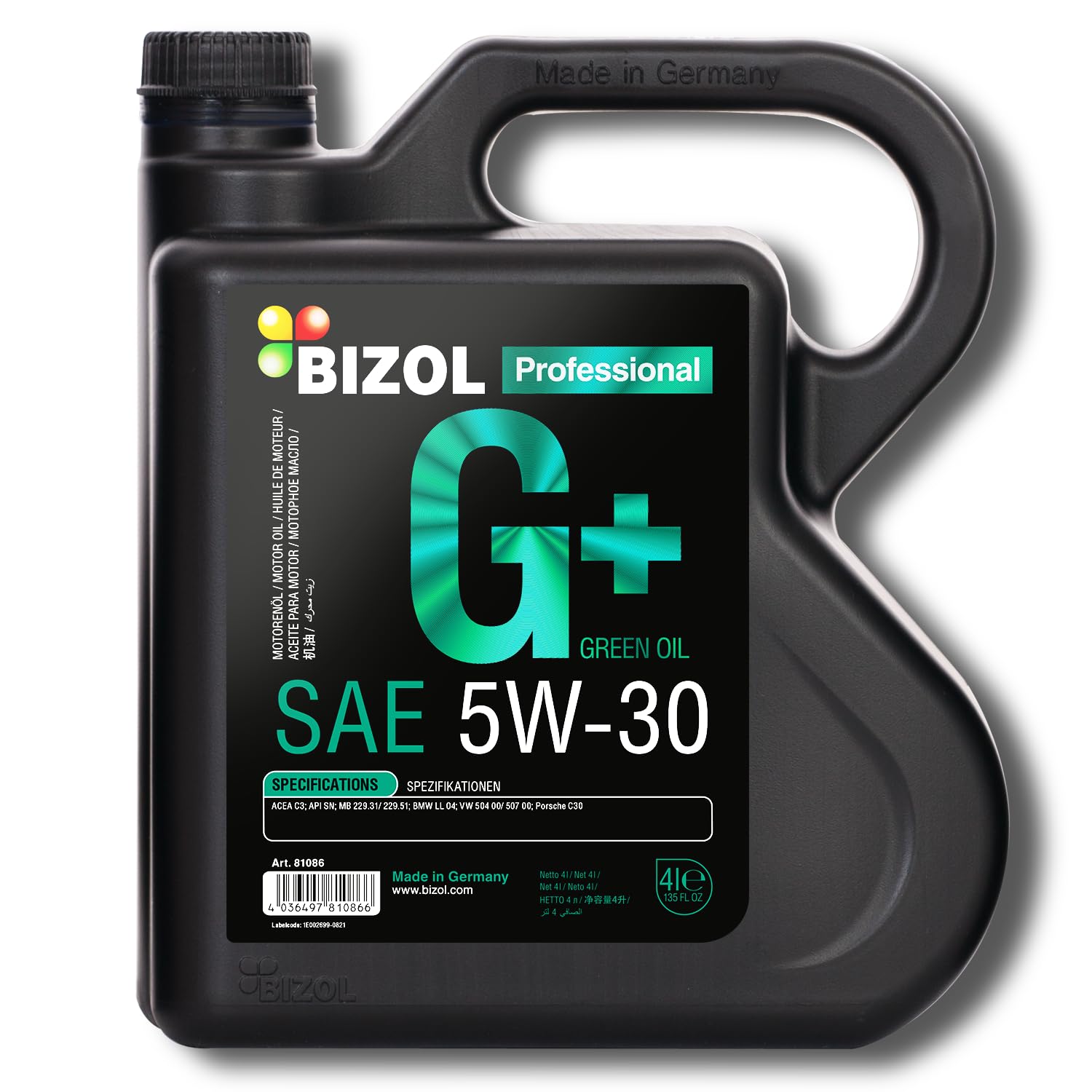 Bizol Motoröl Green G+ 5W-30 Motorenöl Schmieröl Öl Motoroil Oil 4L 81086 von BIZOL