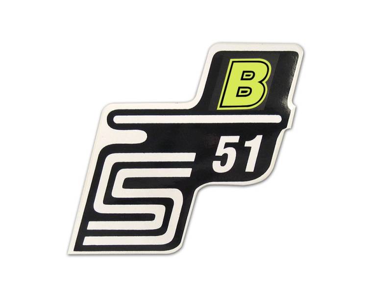 2X Aufkleber Schriftzug S51 B neon-gelb Seitendeckel BJ-Handel von FEZ