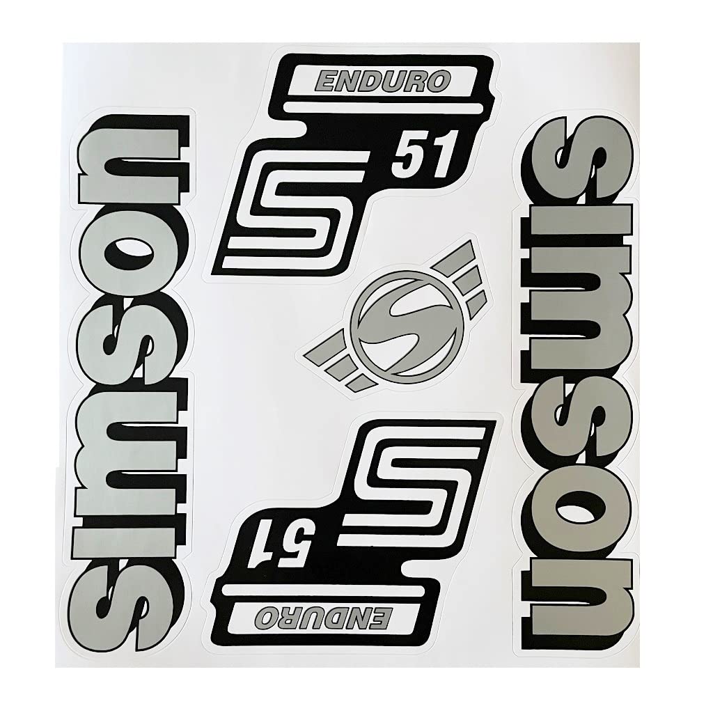 Aufkleber-Set Silber für Simson S51 Enduro Seitendeckel und Tank Aufkleber-Set Silber für Simson S51 Enduro Seitendeckel und Tank von FEZ