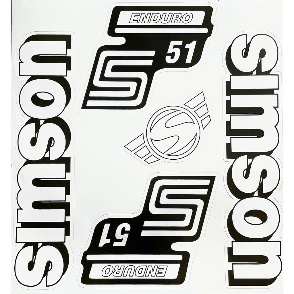 Aufkleber-Set weiß für Simson S51 Enduro Seitendeckel und Tank Aufkleber-Set weiß für Simson S51 Enduro Seitendeckel und Tank von FEZ