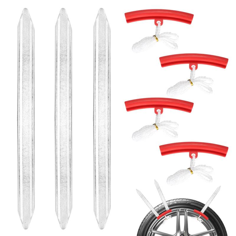 BJBJJIU 3 STK 30 cm Reifen Montiereisen Reifenheber & 4 STK Felgenschützern, Montierhebel Motorrad Werkzeug Set, Reifen Wechseln Werkzeuge für Fahrrad Motorrad E Scooter Reifendemontage von BJBJJIU