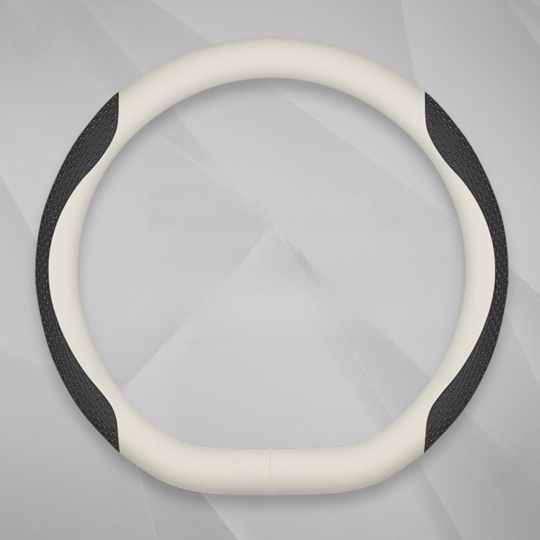 BJFDHUGVE Auto-Lenkradabdeckung, 38,1 cm, Universell, Atmungsaktiv, rutschfest, Ultradünn, Für Mazda 2, Lenkungsautoabdeckung, Dekoration, Richtungsabdeckungen, D-Shaped- H-White Black von BJFDHUGVE