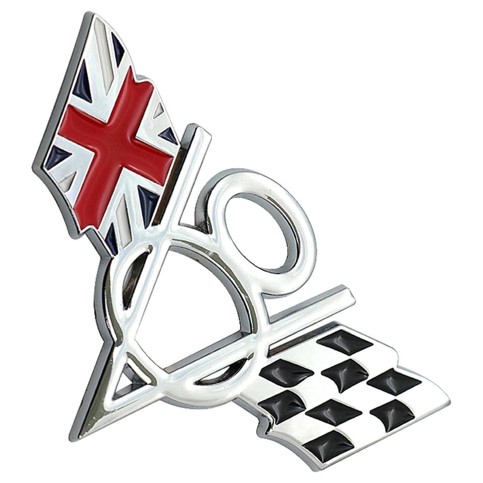 V8 US und Racing karierte Flagge, Emblem, Aufkleber, 3D-Abzeichen, selbstklebendes Namensschild für Auto-Styling, Kofferraum, Heckklappe (H) von BJMAND