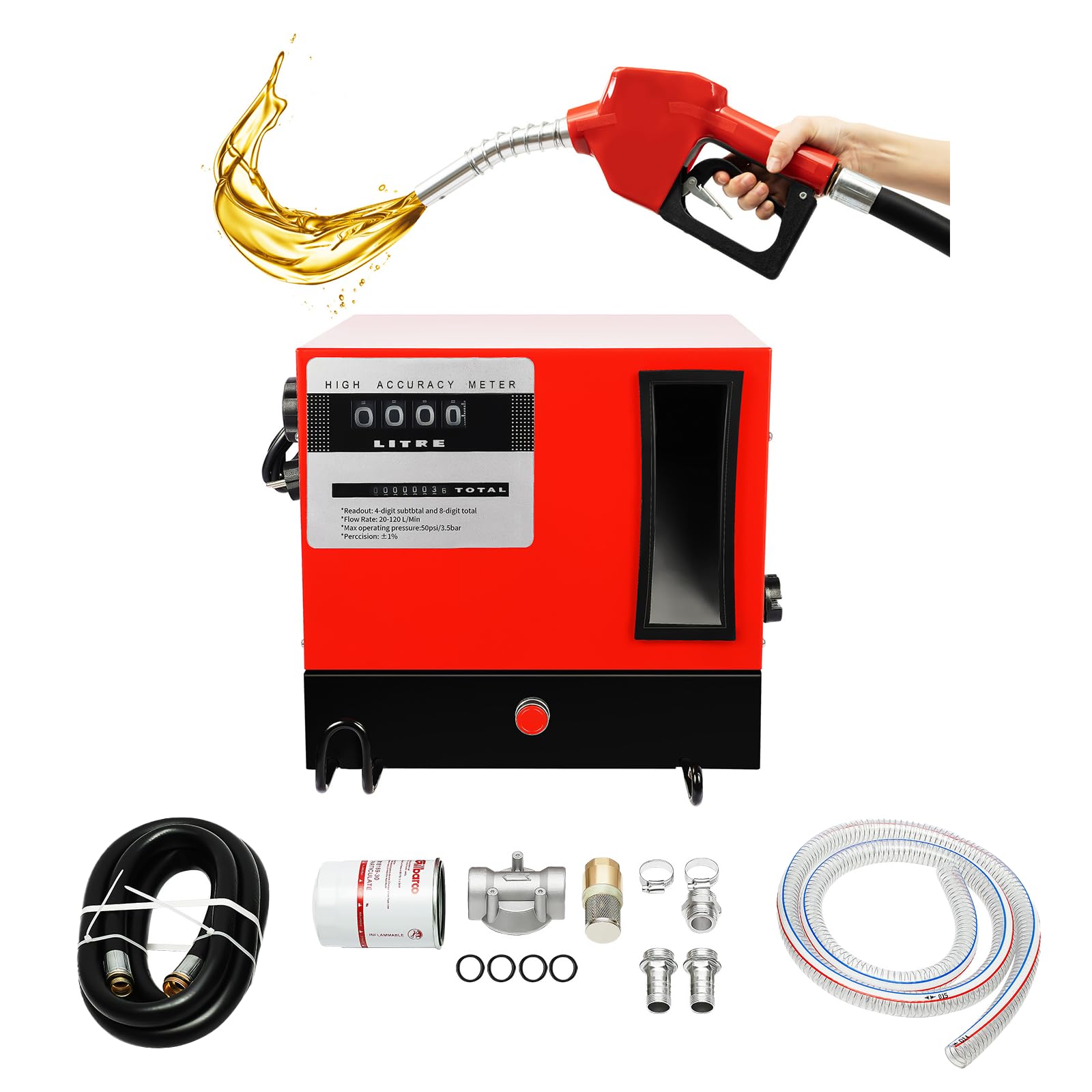 BJTDLLX Dieselpumpe Kraftstoffpumpe Selbstansaugend 230V 60L/Min 550W Heizölpumpe Abschaltautomatik Heizöl Pistole, Dieselschlauch 1 Zoll BJTDLLX Dieselpumpe Kraftstoffpumpe Selbstansaugend 230V 60L/Min 550W Heizölpumpe Abschaltautomatik Heizöl Pistole, Dieselschlauch 1 Zoll von BJTDLLX