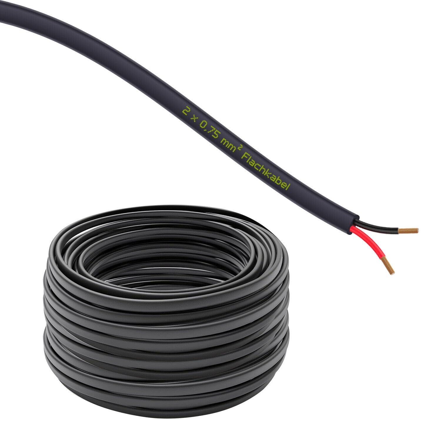 0,75 mm² Flachkabel Fahrzeugkabel 2 adrig Fahrzeugleitung Kabel für Anhänger Anhängerkabel Auto KFZ PKW Boot Motorrad 2 polig (METERWARE) (2 Polig Flach 0,75 mm²) von BK-PowerTCS