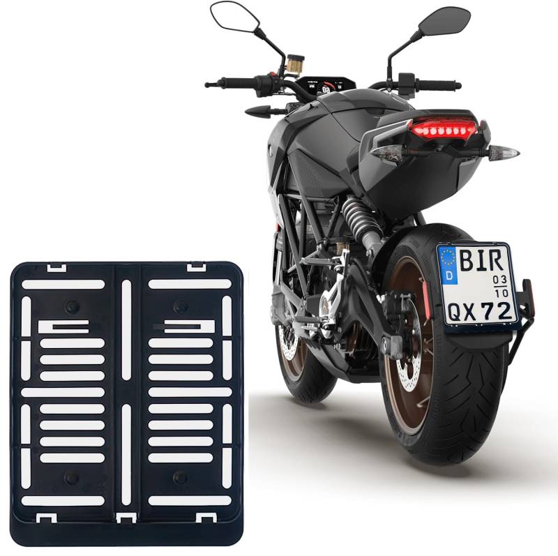 1x Kennzeichenhalter DE Für Kennzeichen im Format 180 x 200 mm 18 x 20 cm (für Motorrad Roller) Material Kunststoff Schwarz (Unlackiert) von BK-PowerTCS